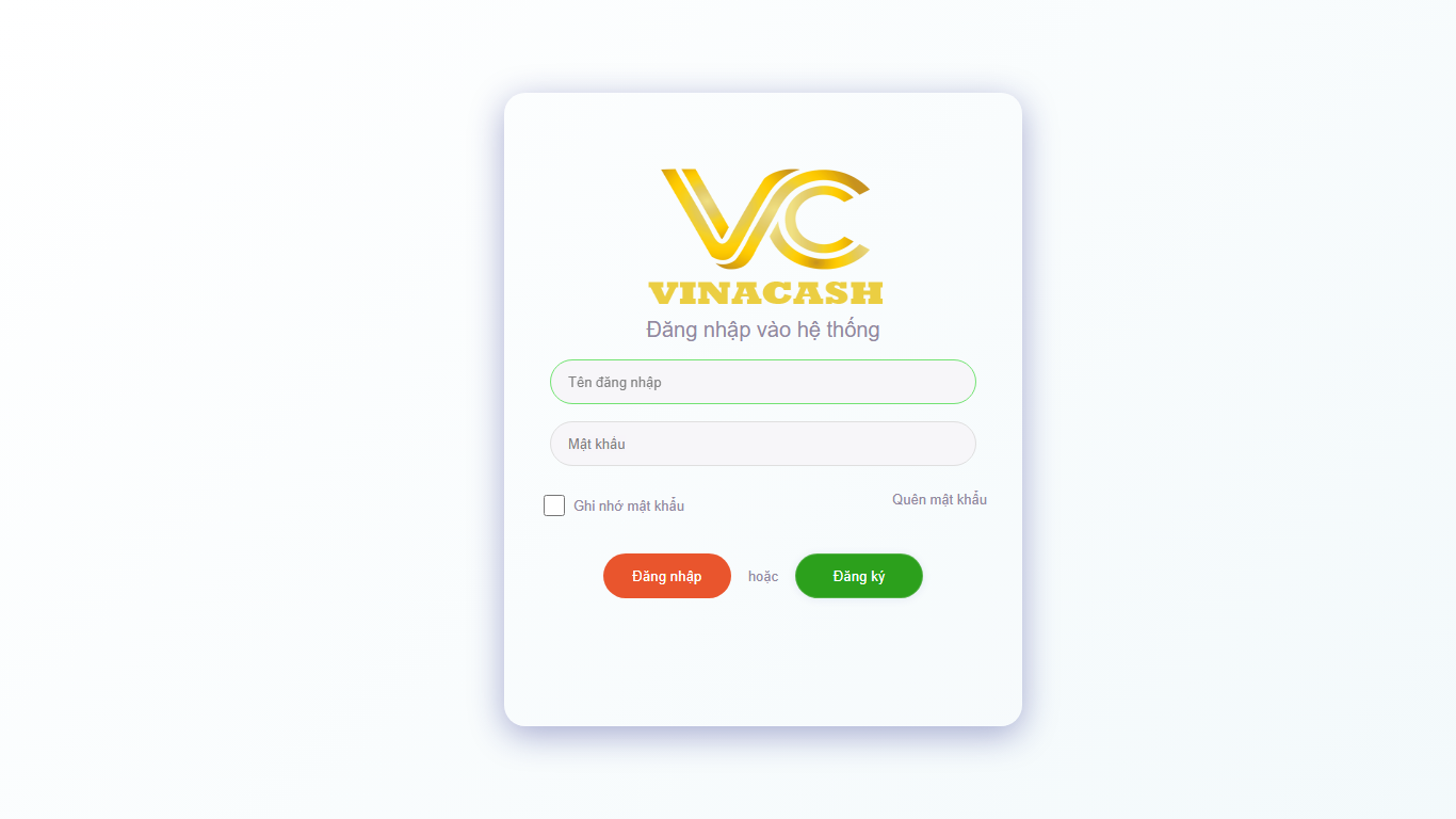 PLACEHOLDER — Form đăng nhập với ô Tên đăng nhập, Mật khẩu, ô Ghi nhớ mật khẩu và nút Đăng nhập