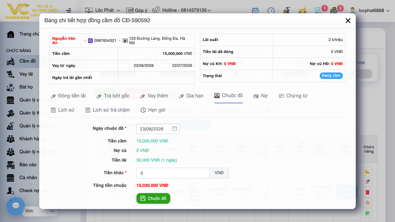 PLACEHOLDER — Form tạo hợp đồng vay lãi với phần tài sản thế chấp tuỳ chọn